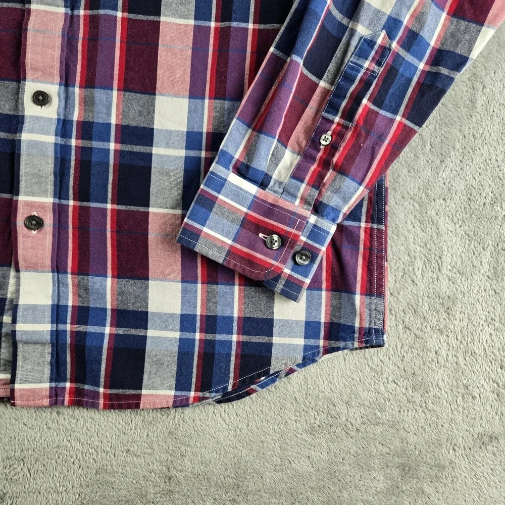 Banana Republic Shirt Medium Red White  Blue Plaid  Long Sleeve Preppy Workwear